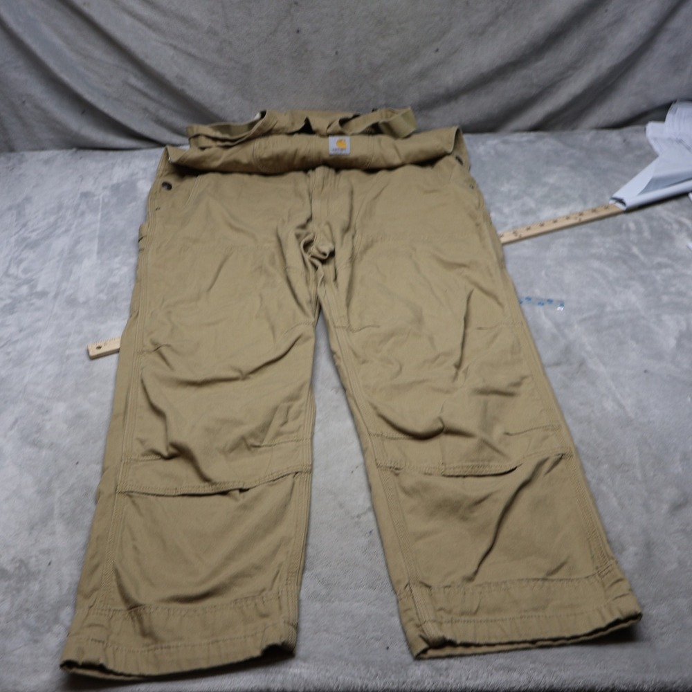 Carhartt Bib Overalls Mens 44x32 Beige Rigby Relaxed Fit Light OR2987-M Rugged